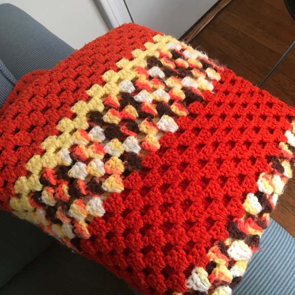 Vintage Other - 70’s Crocheted Afghan Throw Blanket